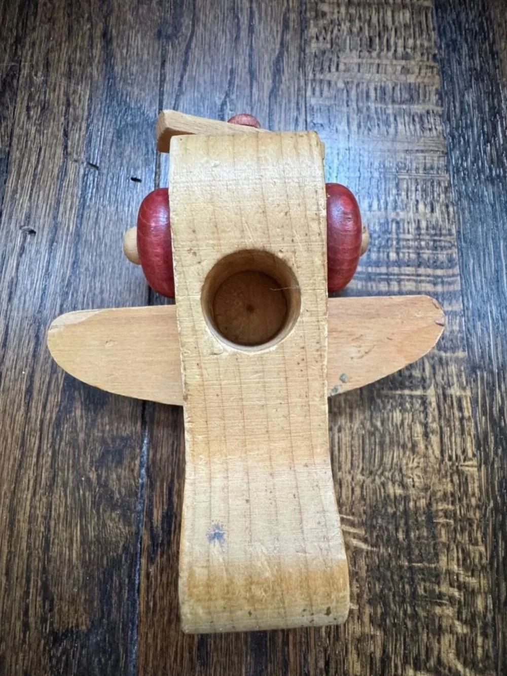 VINTAGE The Montgomery Schoolhouse Wooden Airplane Push Toy